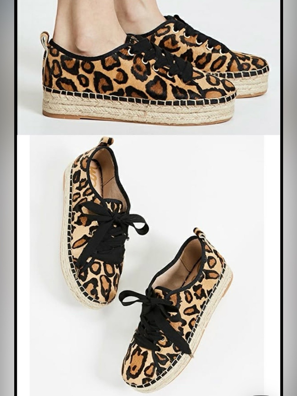 Sam Edelman Celina Leopard Brahma Calf Hair Platform Espadrille Sneakers 5.5